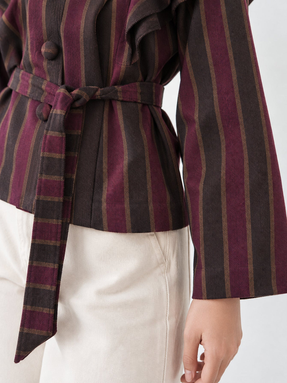 Veste rayée détail ceinture et passants
