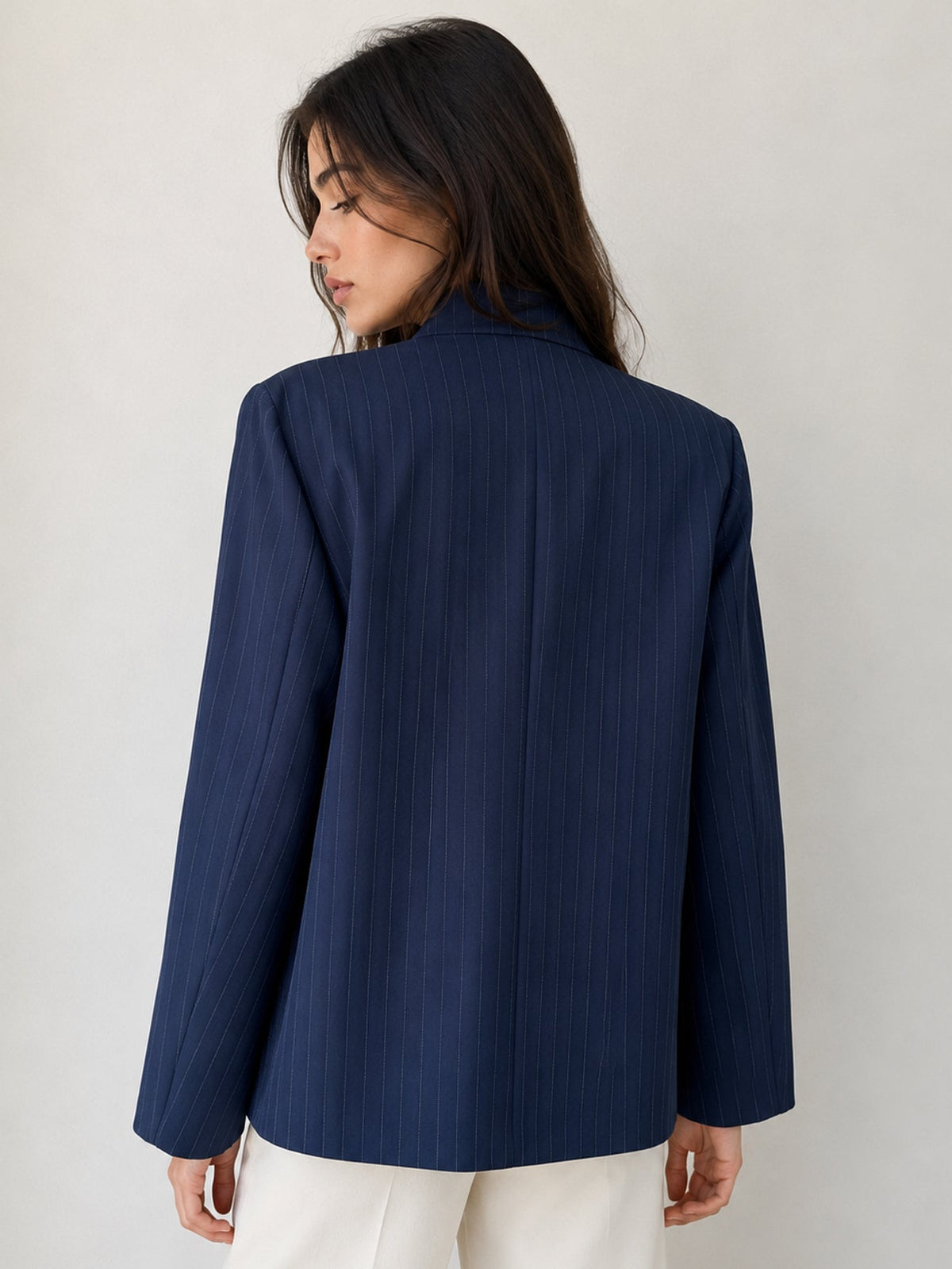 Dos veste col officier bleu nuit rayée