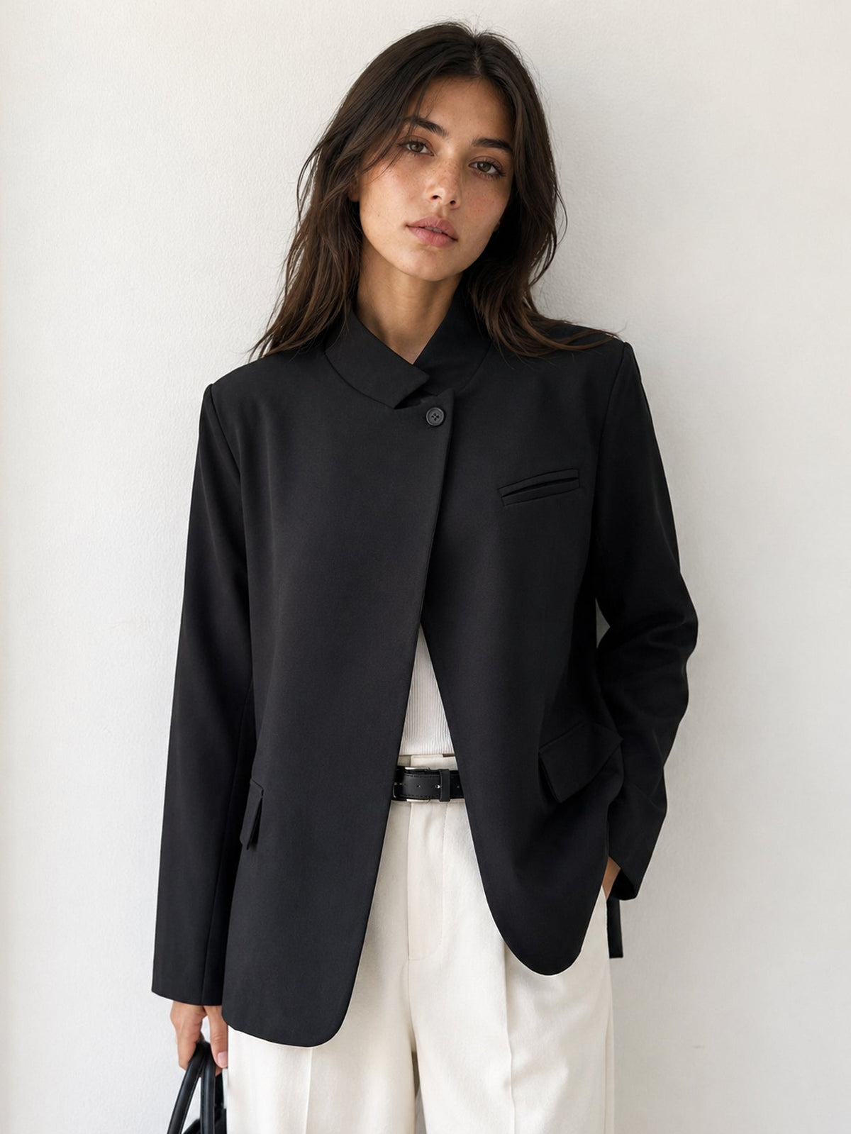 veste col officier noire