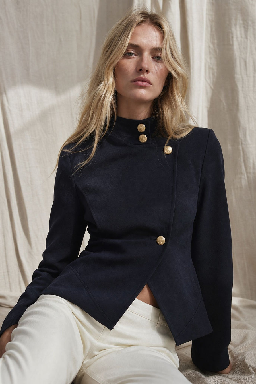 Veste croisée à col officier