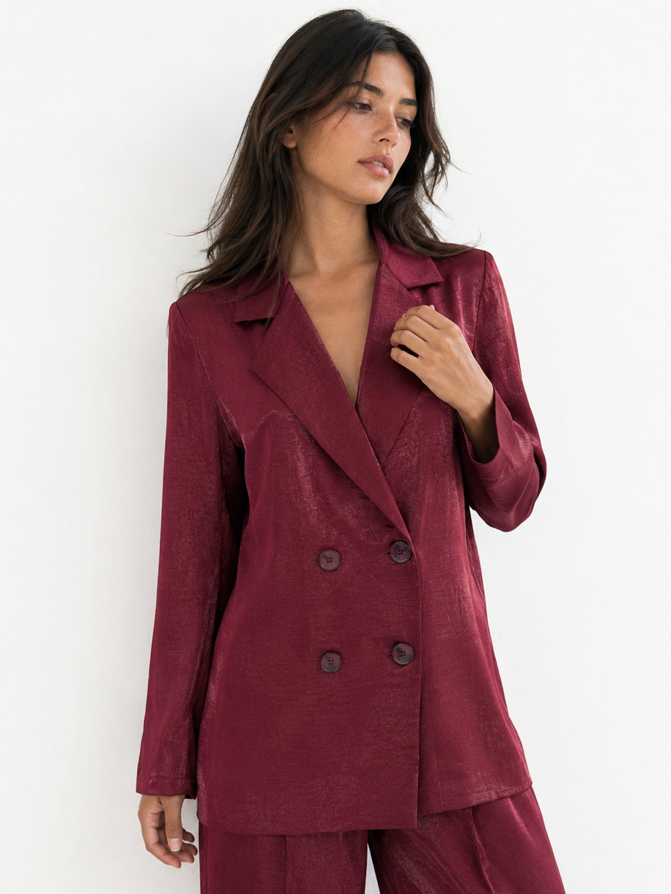 Veste bordeaux à double boutonnage face