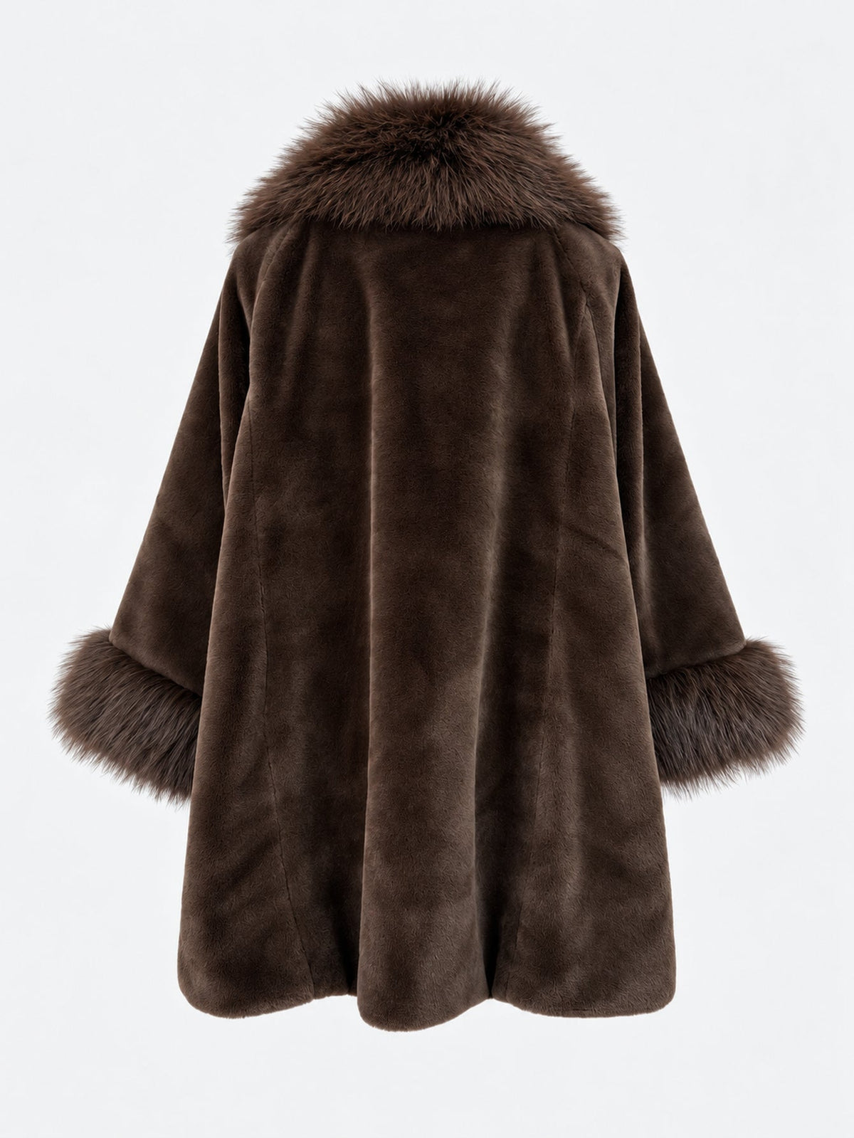 Manteau effet fourrure dos marron