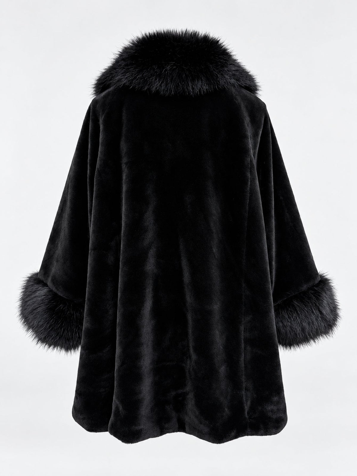 Manteau effet fourrure dos noir