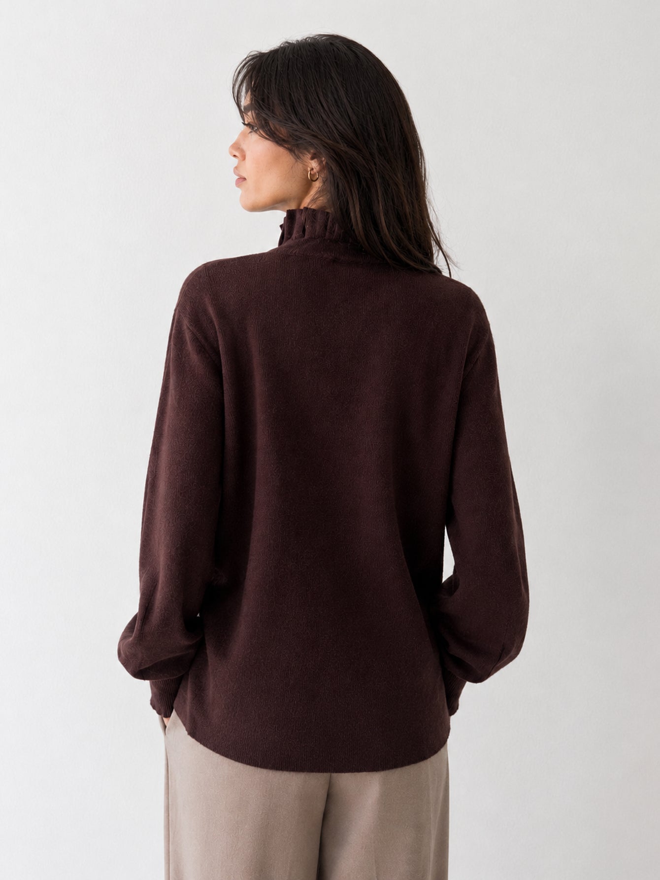 Gilet brun dos col volanté