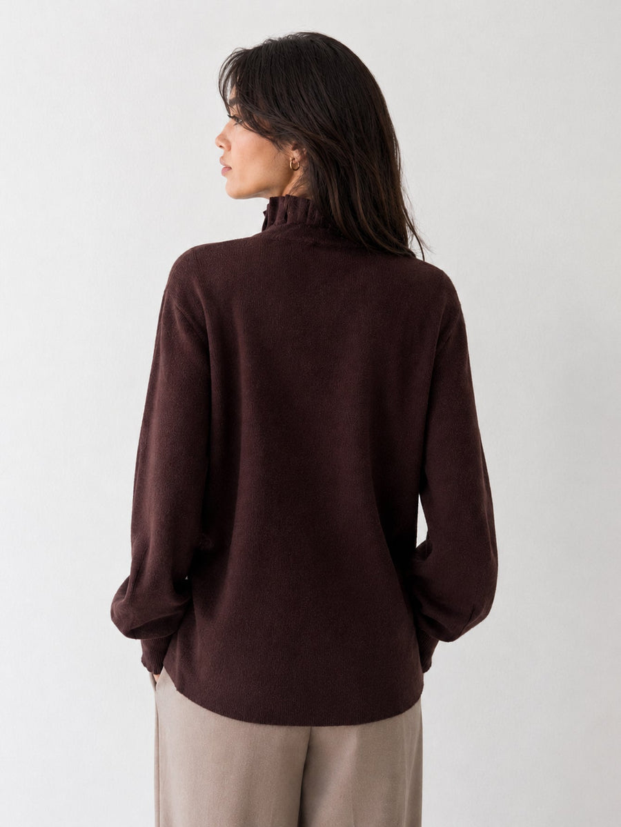 Gilet brun dos col volanté