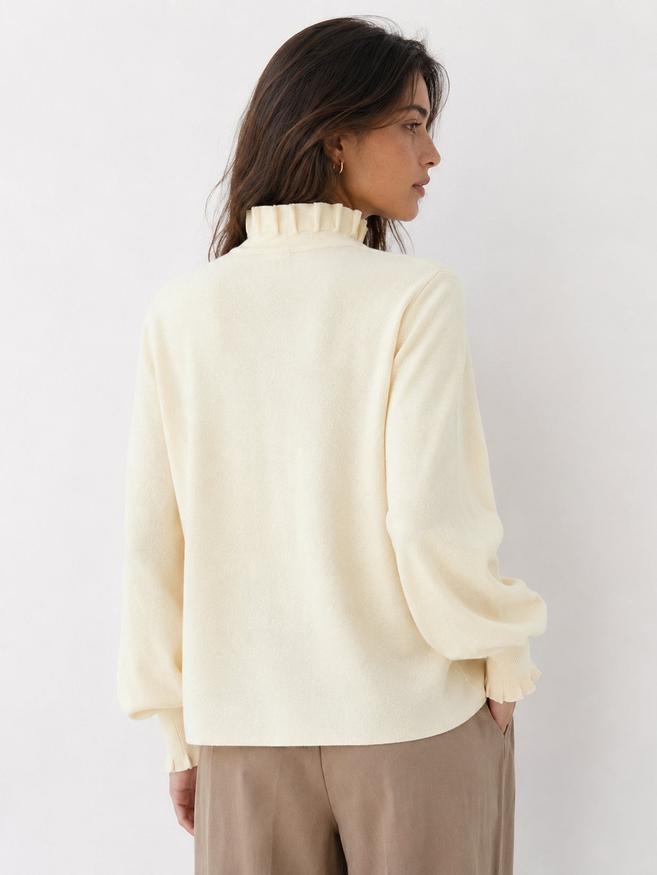 Gilet beige dos col volanté