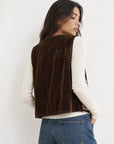 Gilet en velours brun dos uni