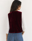Gilet en velours bordeaux dos uni