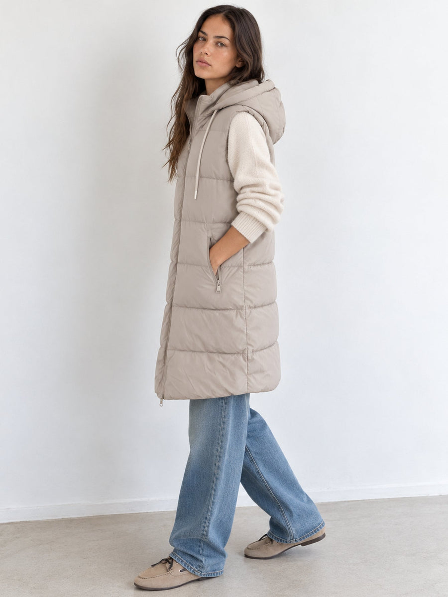 Profil du gilet matelassé long beige