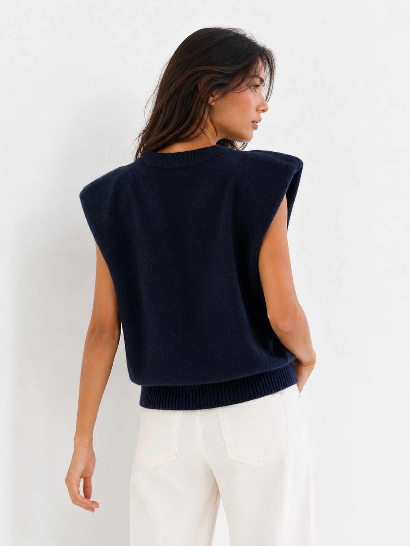 gilet sans manches bleu nuit profil