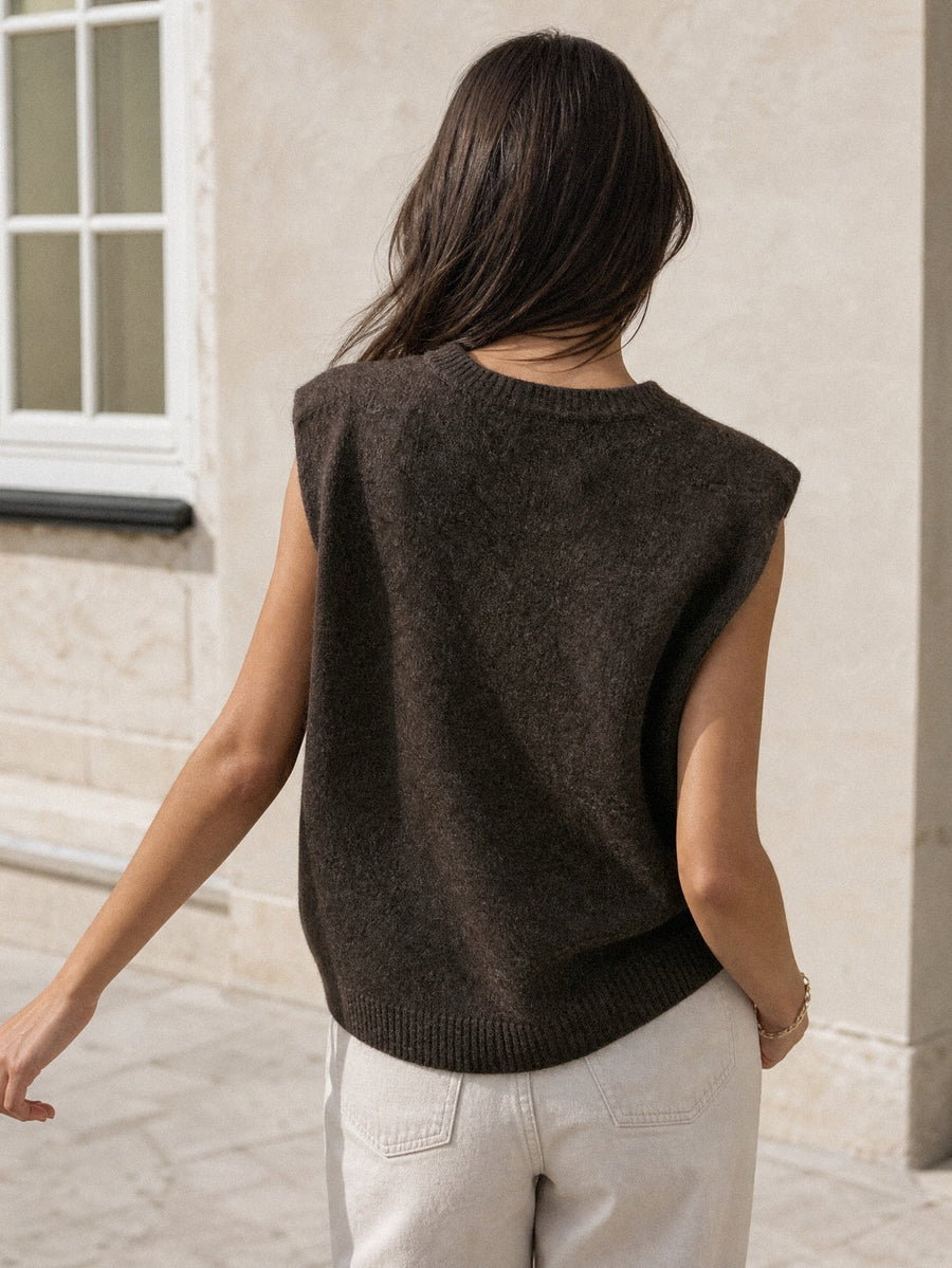 gilet sans manches marron dos