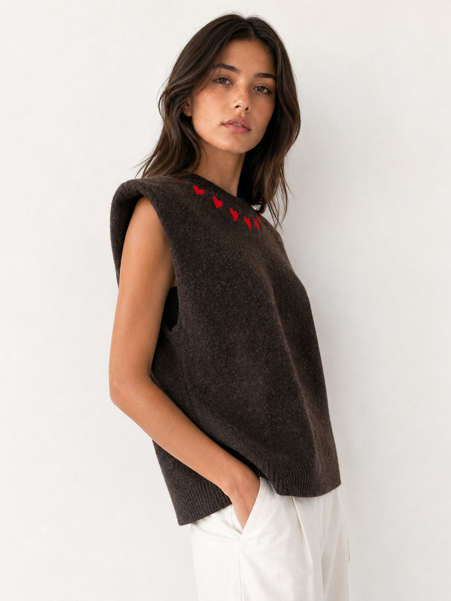 gilet sans manches marron profil