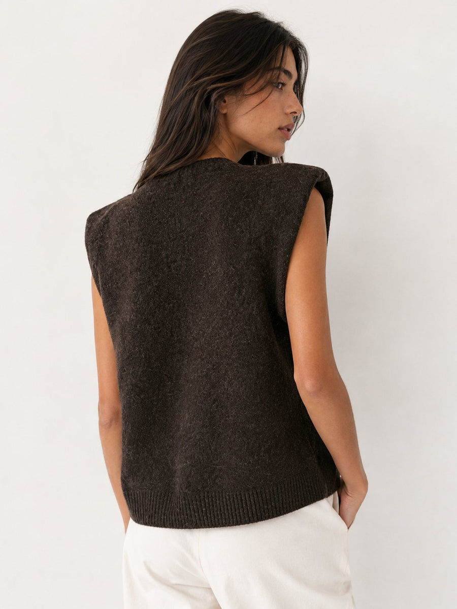gilet sans manches marron dos simple