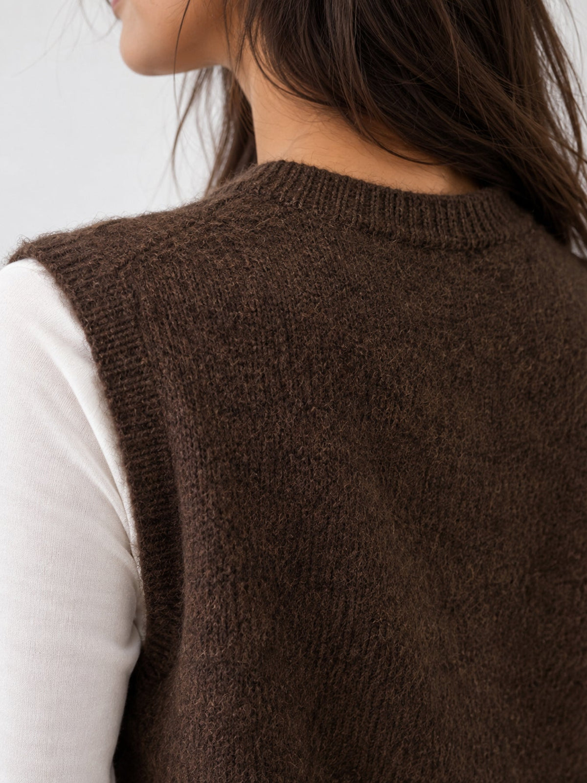 Détail maille duveteuse marron