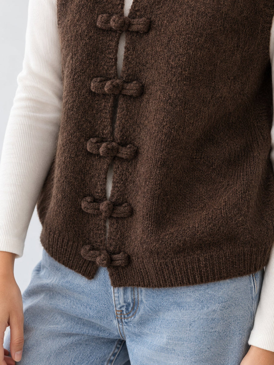 Gilet marron base côtelée