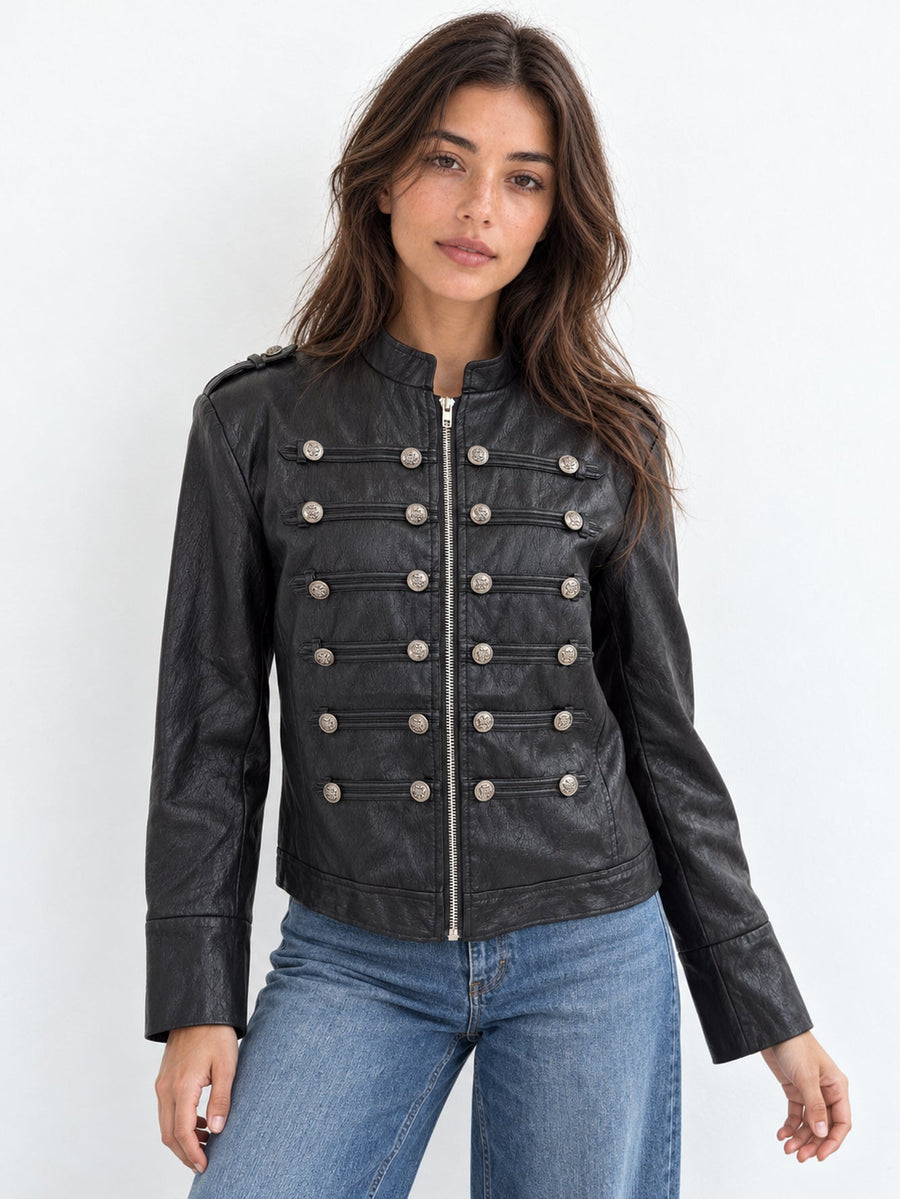 Poignet trois boutons marron détail