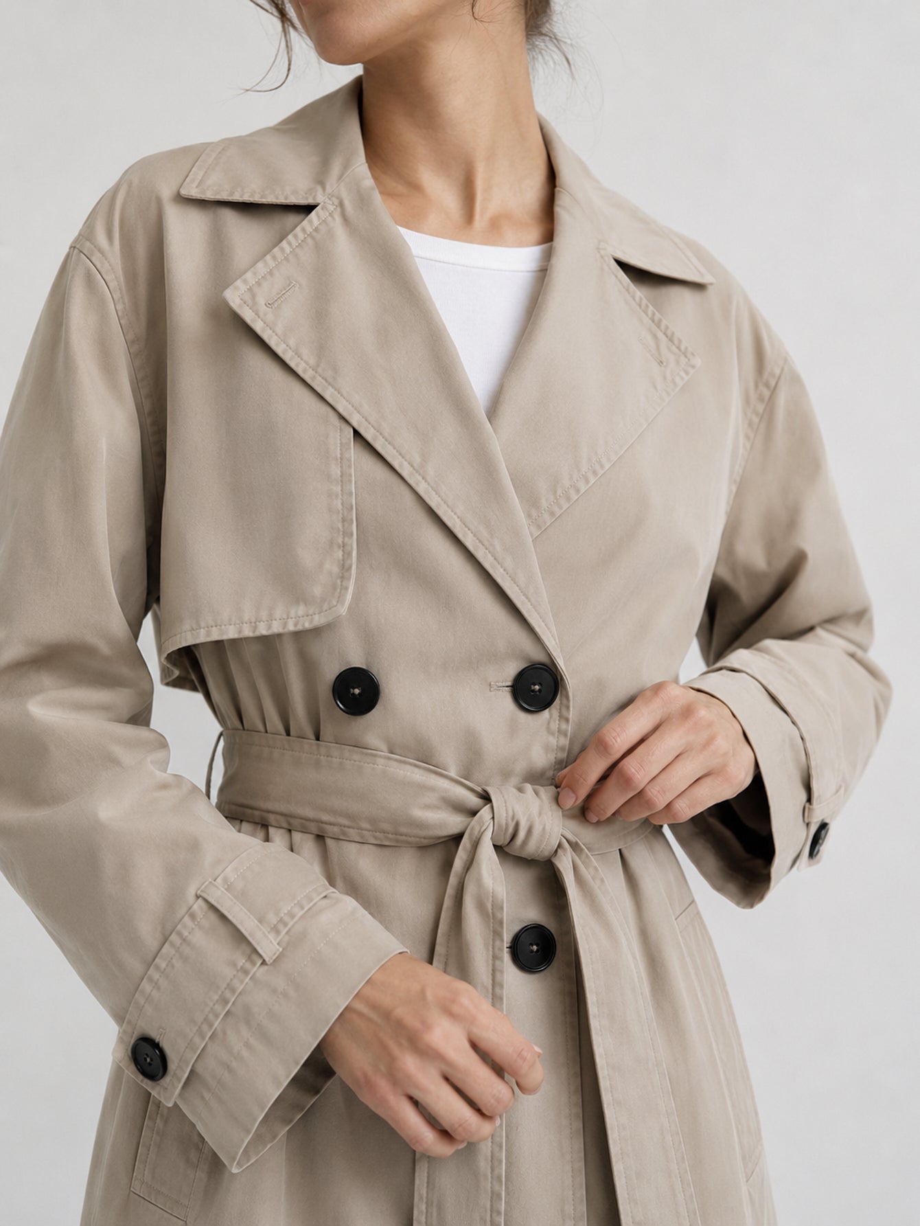 Col tailleur trench beige