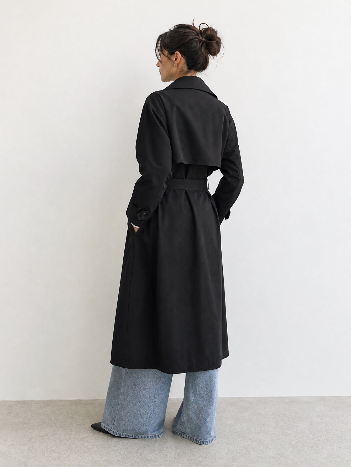 Trench long noir face