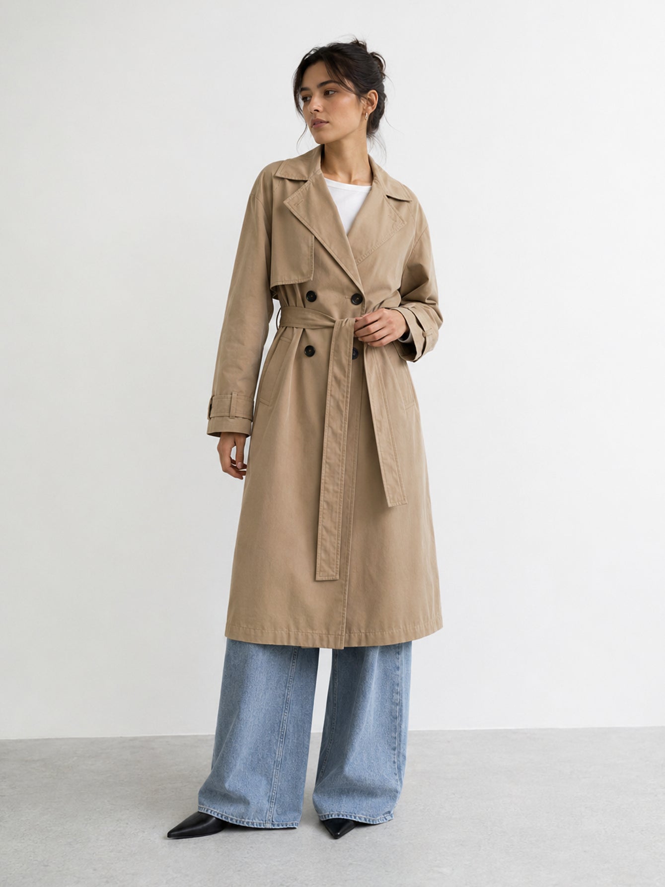 Trench long noir dos