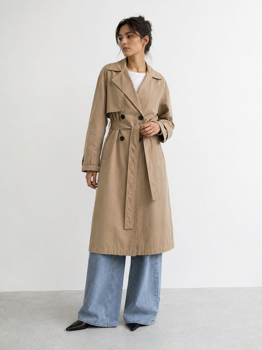 Trench long noir dos