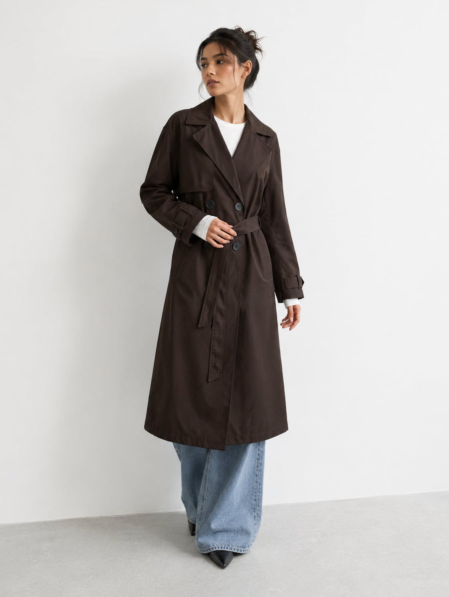 Trench long marron face