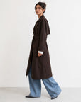 Trench long marron profil