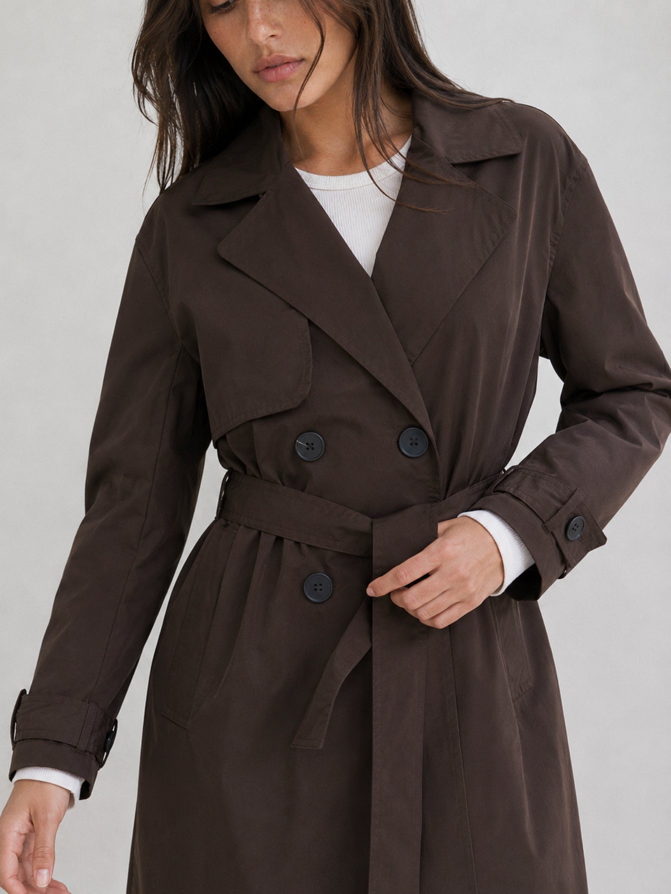 Ceinture nouée trench marron